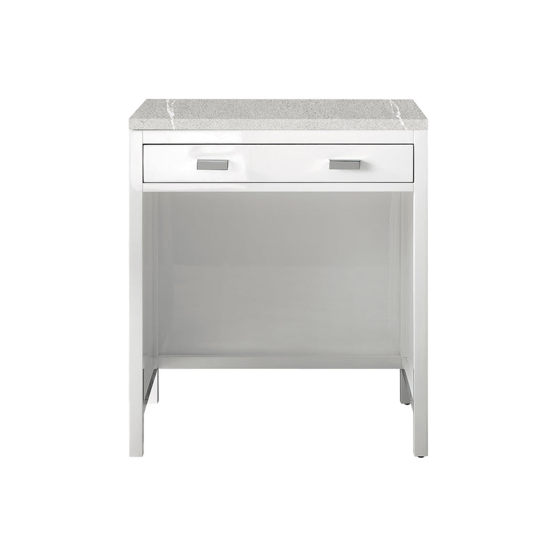 James Martin Addison 30" Free-standing Countertop Unit Makeup Counter Glossy White with 3 cm Eternal Serena Top E444-CU30-GW-3ESR