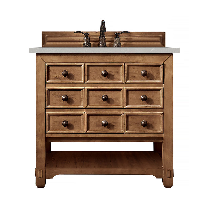 James Martin Malibu 36" Single Vanity Cabinet Honey Alder with 3 cm Eternal Serena Quartz Top 500-V36-HON-3ESR