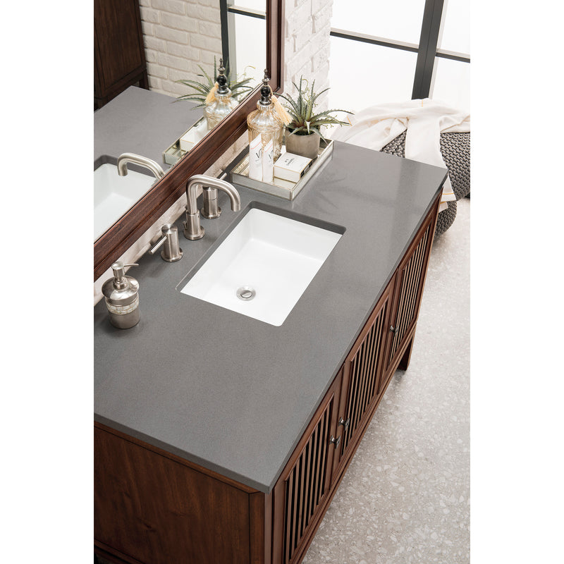 James Martin Athens 48" Single Vanity Cabinet Mid Century Acacia with 3 cm Gray Expo Quartz Top E645-V48-MCA-3GEX