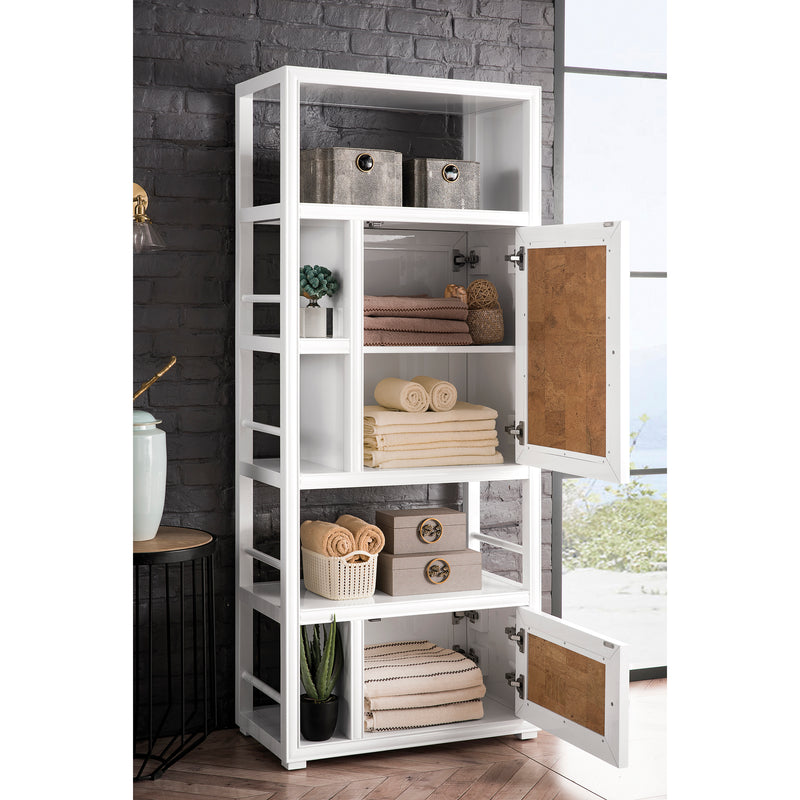 James Martin Athens 30" Bookcase Linen Cabinet double-sided Glossy White E645-BLC30-GW