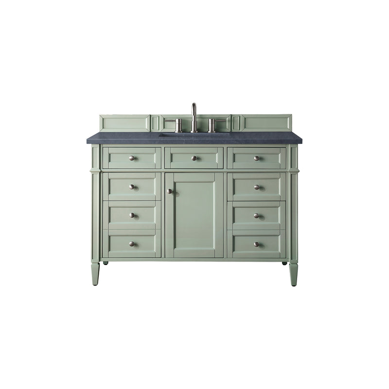 James Martin Brittany 48" Sage Green Single Vanity with 3 cm Charcoal Soapstone Quartz Top 650-V48-SGR-3CSP