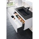 James Martin Milan 31.5" Single Vanity Cabinet Glossy White with Charcoal Black Composite Top 801V31.5GWCHB