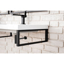 James Martin Three Boston 18" Wall Brackets Matte Black with 63" White Glossy Composite Countertop 055BK18MBK63WG2