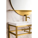 James Martin Boston 39.5" Stainless Steel Sink Console Radiant Gold with White Glossy Composite Countertop C105V39.5RGDWG