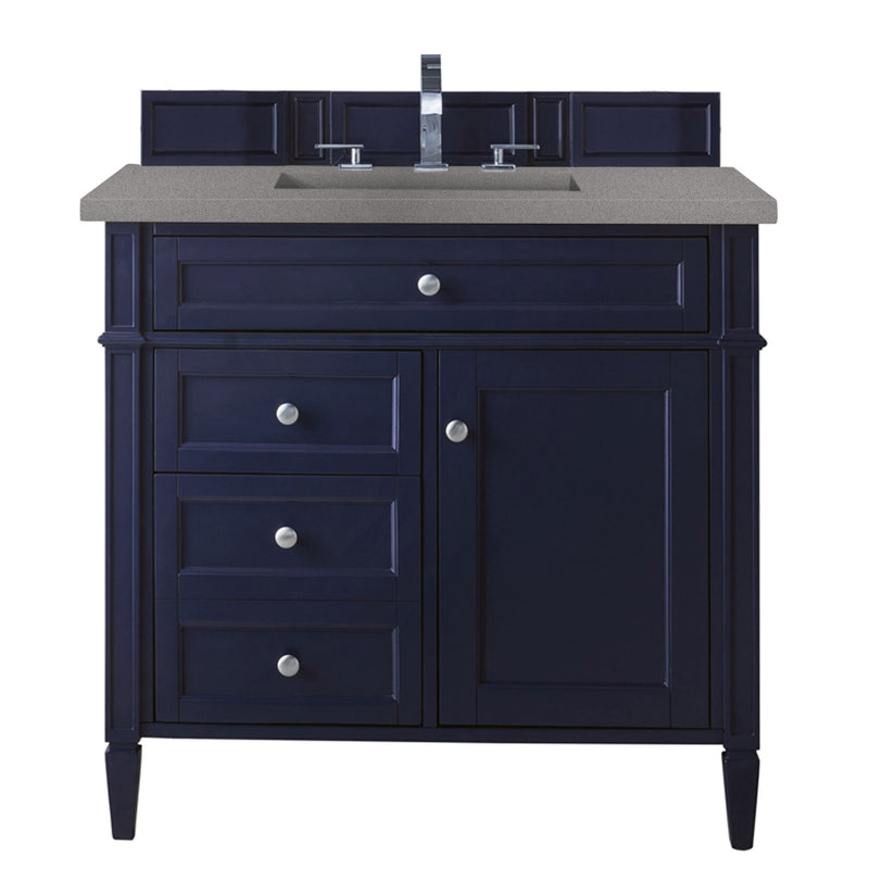 James Martin Brittany 36" Victory Blue Single Vanity with 3 cm Grey Expo Quartz Top 650-V36-VBL-3GEX