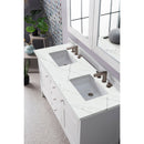 James Martin Palisades 60" Double Vanity Bright White with 3 cm Ethereal Noctis Quartz Top 527-V60D-BW-3ENC