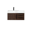 James Martin Mercer Island 36" Single Vanity Coffee Oak Matte Black with Glossy White Composite Top 389-V36-CFO-MB-GW