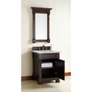 James Martin Brookfield 26" Burnished Mahogany Single Vanity with 3 cm Eternal Jasmine Pearl Quartz Top 147-114-V26-BNM-3EJP