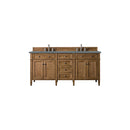 James Martin Brittany 72" Saddle Brown Double Vanity with 3 cm Cala Blue Quartz Top 650-V72-SBR-3CBL