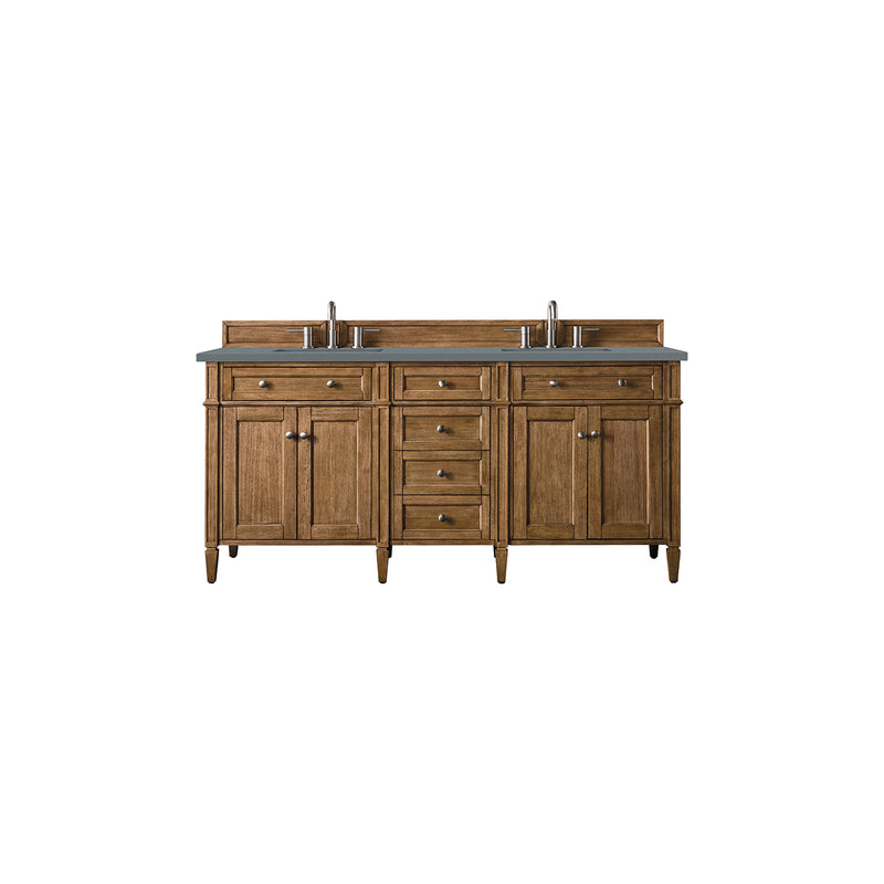 James Martin Brittany 72" Saddle Brown Double Vanity with 3 cm Cala Blue Quartz Top 650-V72-SBR-3CBL