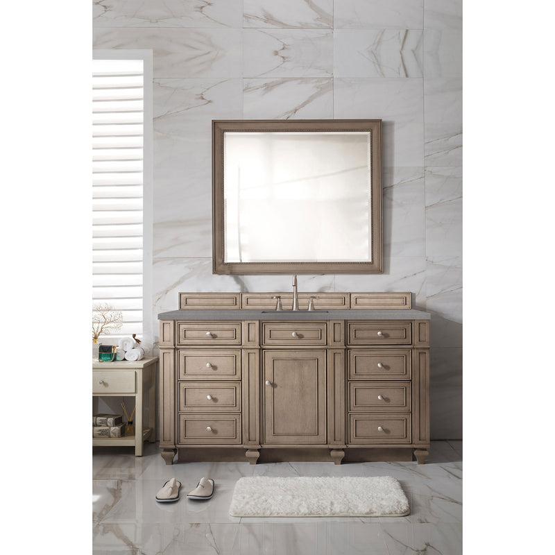 James Martin Bristol 60" Single Vanity Whitewashed Walnut with 3 cm Gray Expo Quartz Top 157-V60S-WW-3GEX