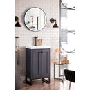 James Martin Chianti 20" Single Vanity Cabinet Mineral Gray Matte Black with White Glossy Resin Countertop E303-V20-MG-MBK-WG