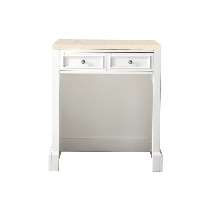 James Martin De Soto 30" Countertop Unit Makeup Counter Bright White with 3 cm Eternal Marfil Quartz Top 825-CU30-BW-3EMR