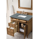 James Martin Brittany 36" Saddle Brown Single Vanity with 3 cm Cala Blue Quartz Top 650-V36-SBR-3CBL