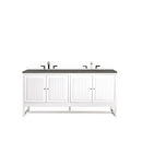 James Martin Athens 72" Double Vanity Cabinet Glossy White with 3 cm Grey Expo Quartz Top E645-V72-GW-3GEX