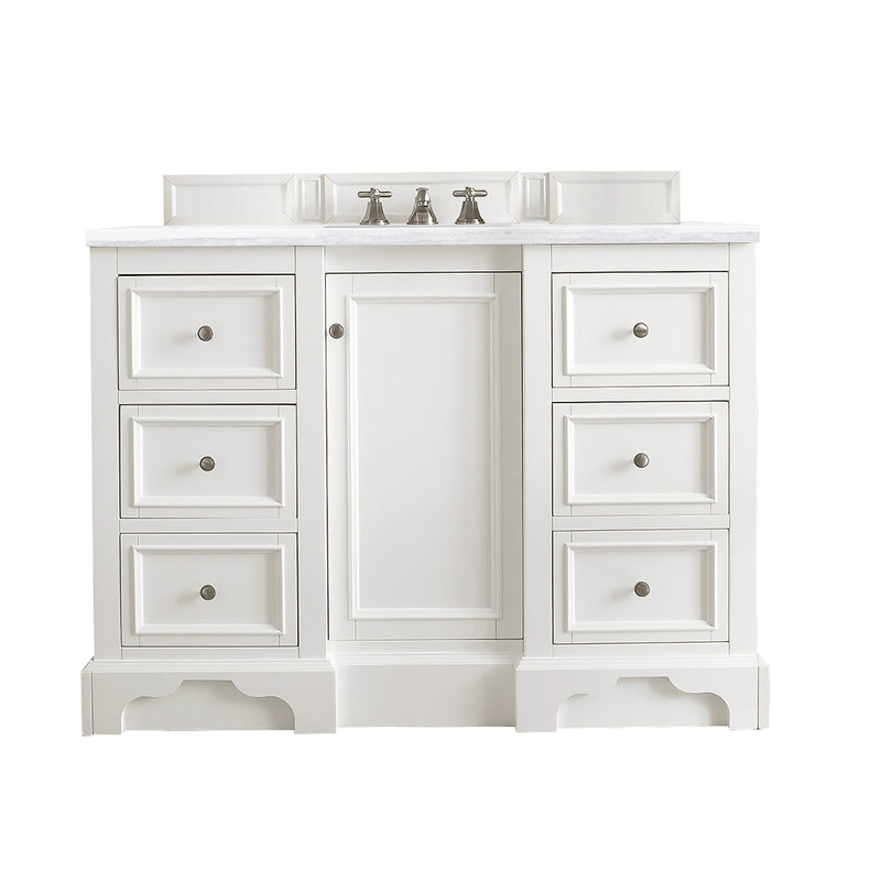 James Martin De Soto 48" Single Vanity Bright White with 3 cm Arctic Fall Solid Surface Top 825-V48-BW-3AF