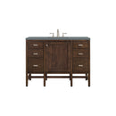 James Martin Addison 48" Single Vanity Cabinet Mid Century Acacia with 3 cm Cala Blue Quartz Top E444-V48-MCA-3CBL