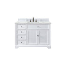 James Martin Savannah 48" Single Vanity Cabinet Bright White with 3 cm Ethereal Noctis Quartz Top 238-104-V48-BW-3ENC