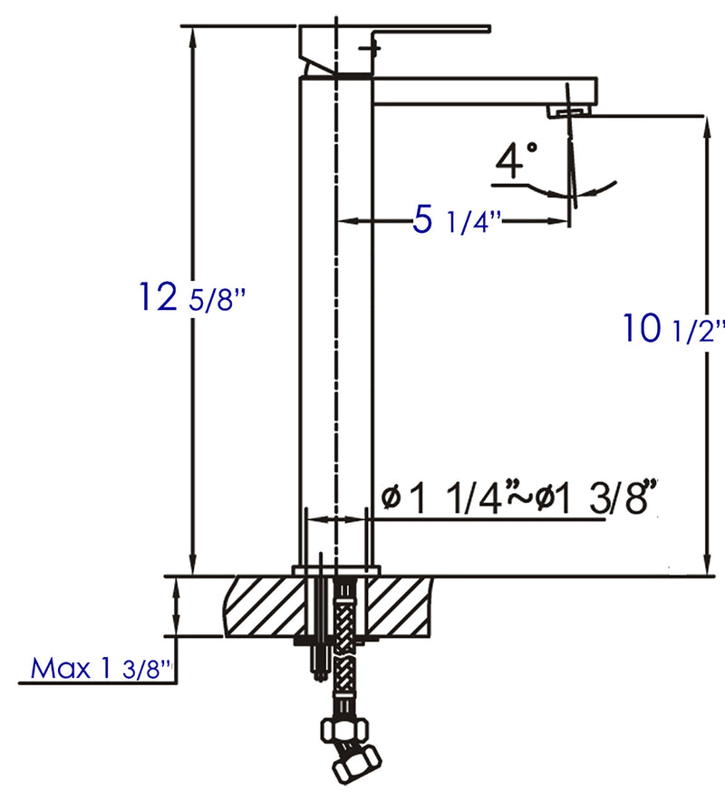 ALFI Brushed Nickel Tall Square Single Lever Bathroom Faucet AB1129