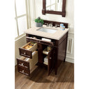 James Martin Brittany 30" Single Vanity Burnished Mahogany with 3 cm Eternal Marfil Quartz Top 650-V30-BNM-3EMR