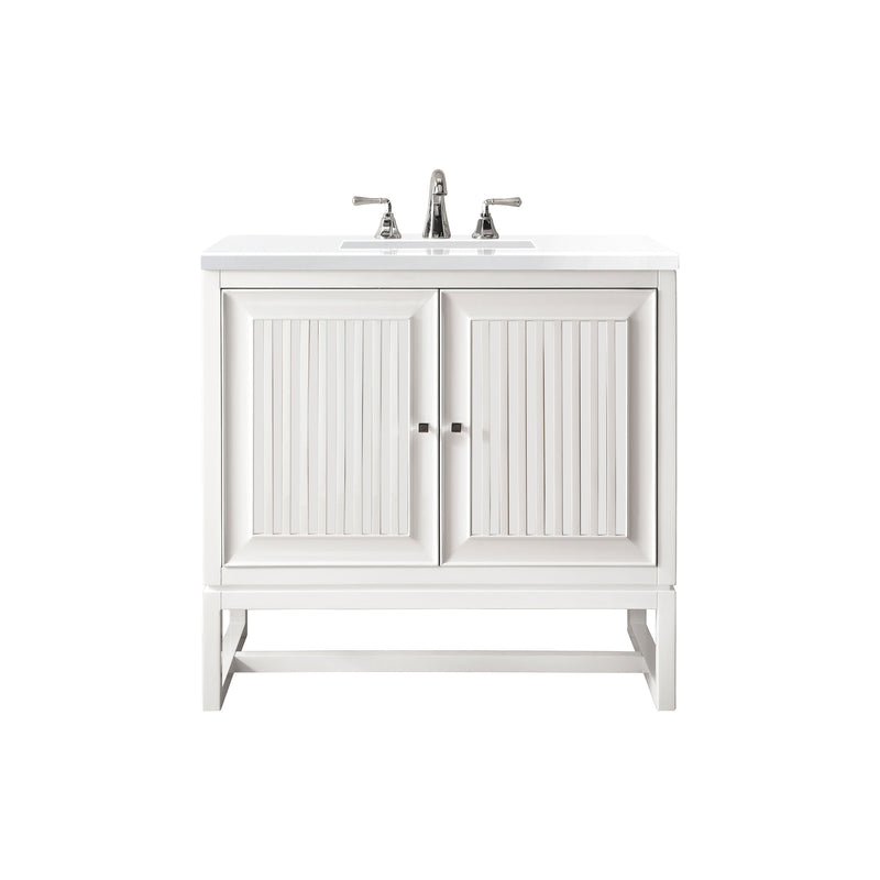 James Martin Athens 30" Single Vanity Cabinet Glossy White with 3 cm Classic White Quartz Top E645-V30-GW-3CLW