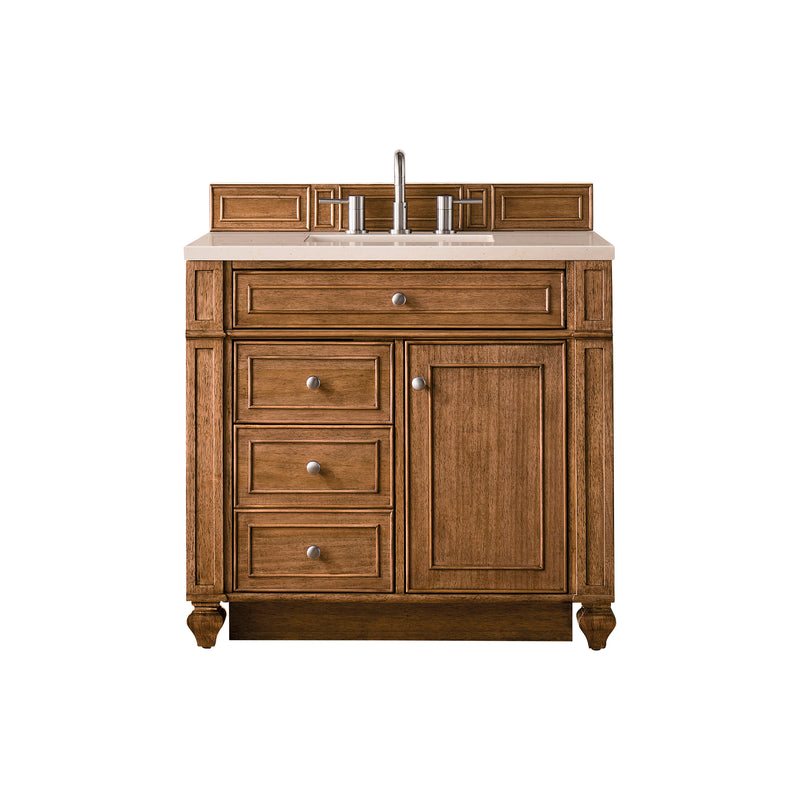 James Martin Bristol 36" Single Vanity Saddle Brown with 3 cm Eternal Marfil Quartz Top 157-V36-SBR-3EMR