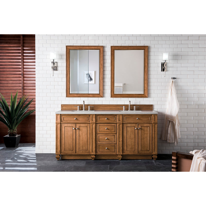 James Martin Bristol 72" Double Vanity Saddle Brown with 3 cm Eternal Serena Quartz Top 157-V72-SBR-3ESR