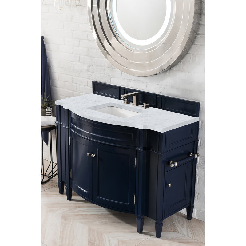 James Martin Brittany 46" Single Vanity Victory Blue with 3 cm Carrara Marble Top 650-V46R-VBL-CAR