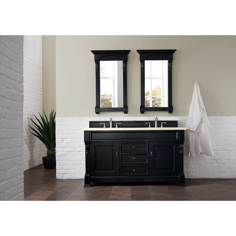 James Martin Brookfield 60" Antique Black Double Vanity with 3 cm Eternal Marfil Quartz Top 147-114-5631-3EMR