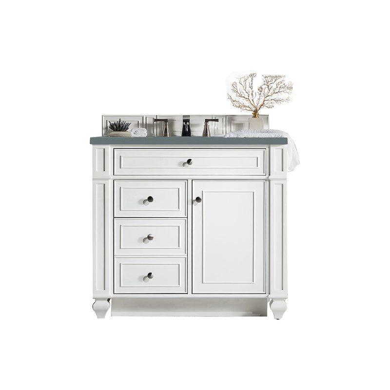 James Martin Bristol 36" Single Vanity Bright White with 3 cm Cala Blue Quartz Top 157-V36-BW-3CBL