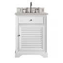 James Martin Savannah 26" Single Vanity Cabinet Bright White with 3 cm Eternal Serena Quartz Top 238-104-V26-BW-3ESR