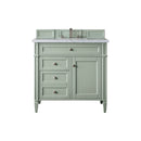 James Martin Brittany 36" Sage Green Single Vanity with 3 cm Carrara Marble Top 650-V36-SGR-3CAR