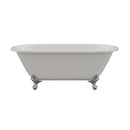 Cambridge Plumbing Cast Iron Double Ended Clawfoot Tub 60"x30" No Faucet Drilling PC Feet