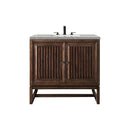 James Martin Athens 36" Single Vanity Cabinet Mid Century Acacia with 3 cm Eternal Serena Top E645-V36-MCA-3ESR