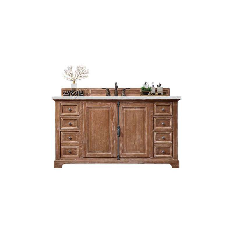 James Martin Providence 60" Single Vanity Cabinet Driftwood with 3 cm Ethereal Noctis Quartz Top 238-105-5311-3ENC