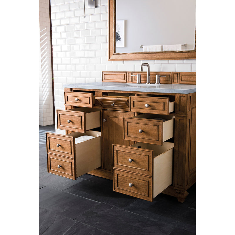 James Martin Bristol 48" Single Vanity Saddle Brown with 3 cm Carrara Marble Top 157-V48-SBR-3CAR