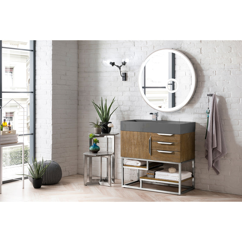 James Martin Columbia 36" Single Vanity Latte Oak with Dusk Gray Glossy Composite Top 388-V36-LTO-BN-DGG