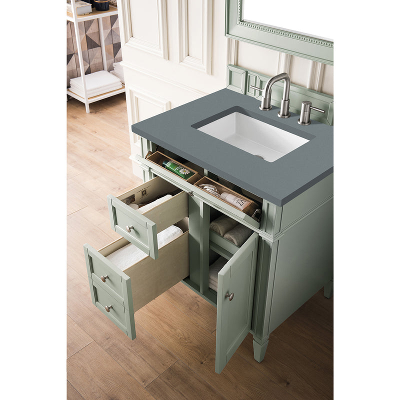 James Martin Brittany 30" Single Vanity Sage Green with 3 cm Cala Blue Quartz Top 650-V30-SGR-3CBL