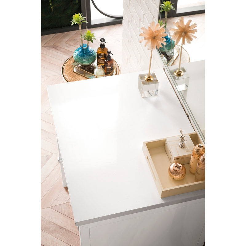 James Martin Athens 30" Countertop Unit Makeup Counter Glossy White with 3 cm Classic White Quartz Top E645-DU30-GW-3CLW