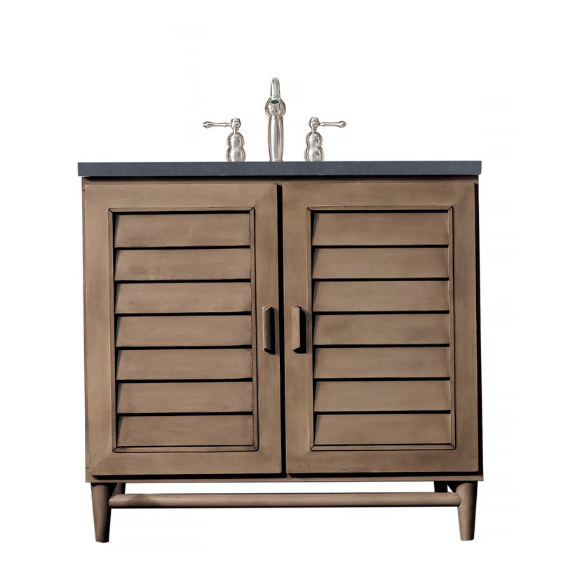 James Martin Portland 36" Single Vanity Whitewashed Walnut with 3 cm Charcoal Soapstone Quartz Top 620-V36-WW-3CSP