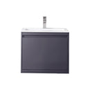 James Martin Milan 23.6" Single Vanity Cabinet Modern Grey Glossy with Glossy White Composite Top 801V23.6MGGGW