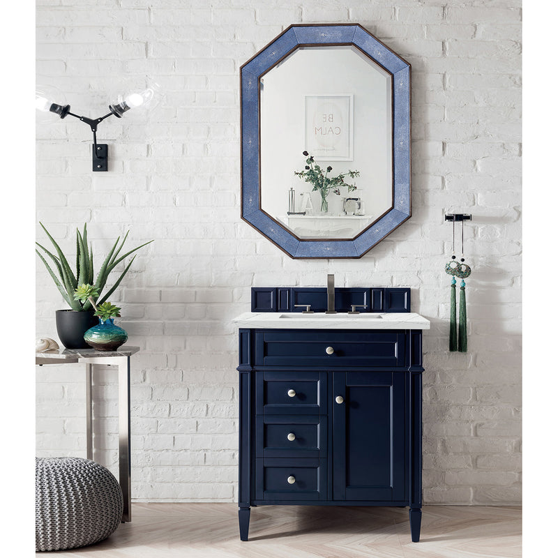 James Martin Brittany 30" Single Vanity Victory Blue with 3 cm Ethereal Noctis Quartz Top 650-V30-VBL-3ENC