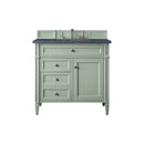 James Martin Brittany 36" Sage Green Single Vanity with 3 cm Charcoal Soapstone Quartz Top 650-V36-SGR-3CSP