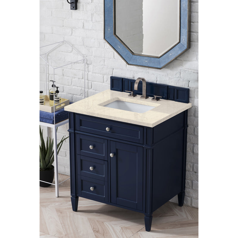 James Martin Brittany 30" Single Vanity Victory Blue with 3 cm Eternal Marfil Quartz Top 650-V30-VBL-3EMR