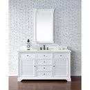 James Martin Savannah 60" Single Vanity Cabinet Bright White with 3 cm Ethereal Noctis Quartz Top 238-104-V60S-BW-3ENC