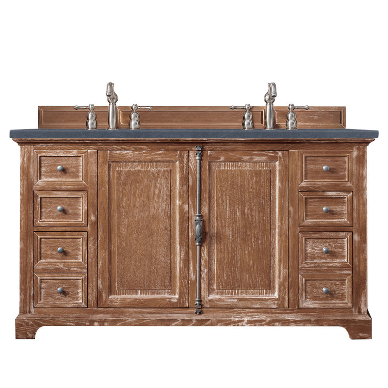 James Martin Providence 60" Double Vanity Cabinet Driftwood with 3 cm Charcoal Soapstone Quartz Top 238-105-5611-3CSP