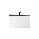 James Martin Milan 35.4" Single Vanity Cabinet Glossy White with Charcoal Black Composite Top 801V35.4GWCHB