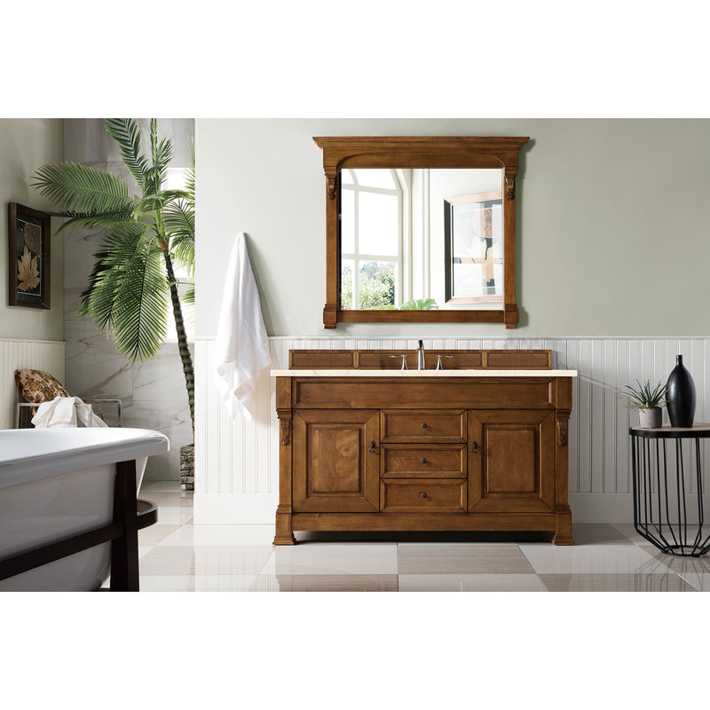 James Martin Brookfield 60" Country Oak Single Vanity with 3 cm Eternal Marfil Quartz Top 147-114-5371-3EMR