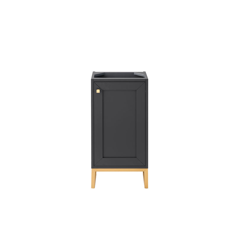 James Martin Chianti 16" Single Vanity Cabinet Mineral Grey Radiant Gold E303-V16-MG-RGD