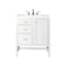 James Martin Addison 30" Single Vanity Cabinet Glossy White with 3 cm Eternal Jasmine Pearl Quartz Top E444-V30-GW-3EJP